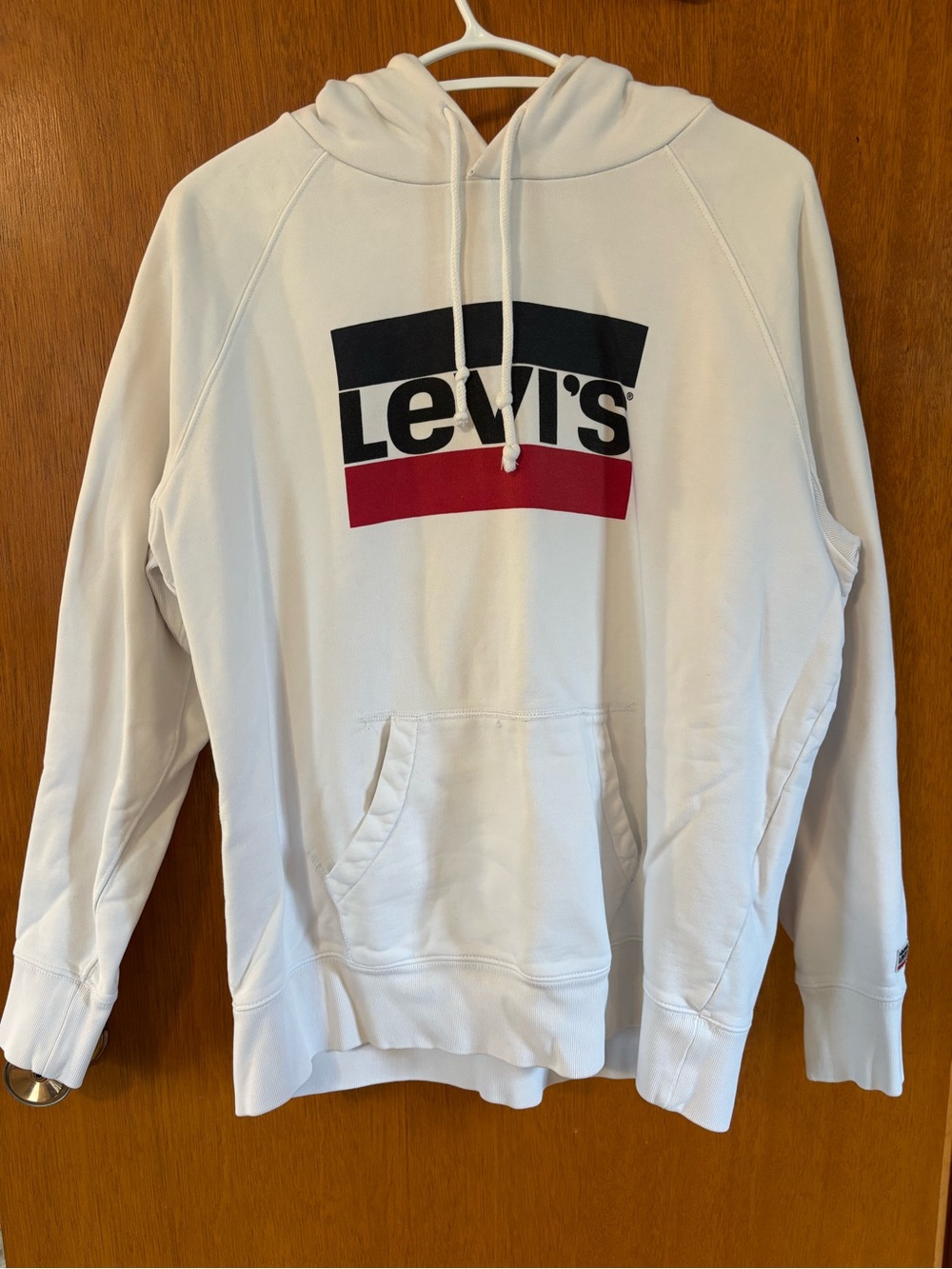 Levi's White Hoodie with Black and Red Logo - Men's Pullover